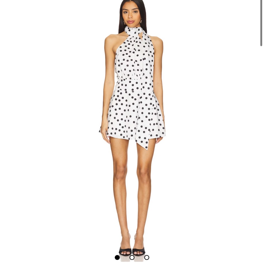 Elegant Black and White Polka Dot Mini Dress